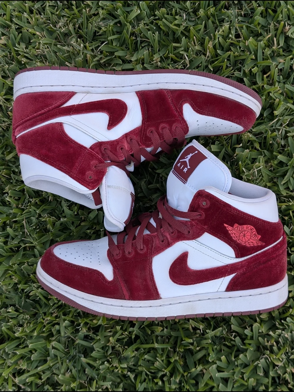 Nike Women's Burgundy Suede & White Mid Top Sneakers